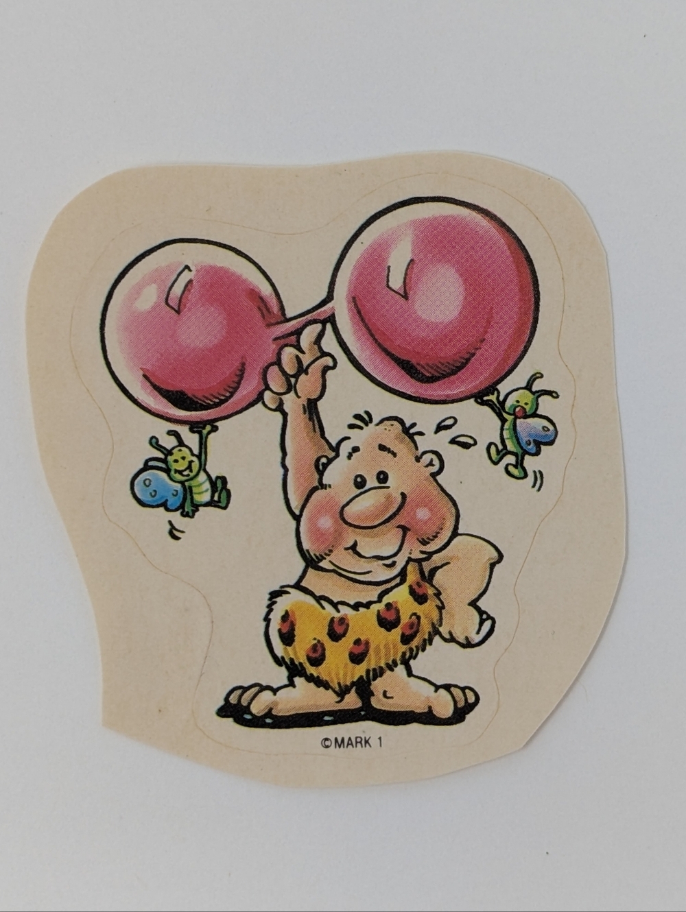 Vintage Sticker Scratch and Sniff Bubble Gum Celebrity Mark 1983 Caveman